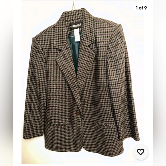 Sag Harbor Jackets & Blazers - Vintage Sag Harbor Wool Blazer Jacket Academia Houndstooth Brown Size 10